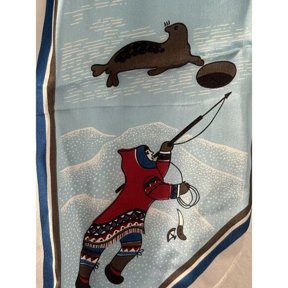 SKEMO CANADA Arctic Scene Tony & Eleanor Paine Pink Silk Scarf Pointed Ends - Picture 7 of 8